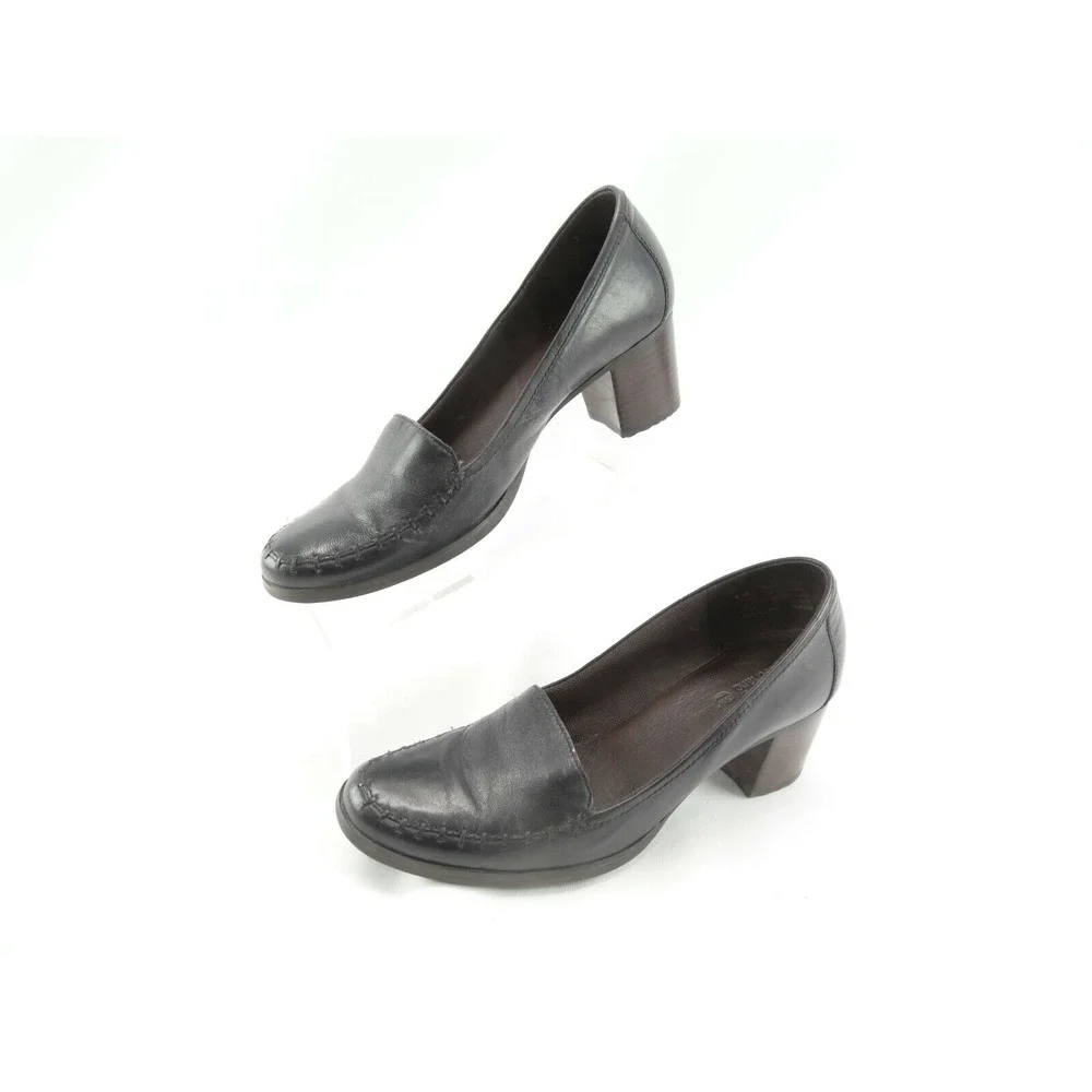 TIMBERLAND‎ REXI WOMEN'S SIZE 8.5 BLACK LEATHER LOAFER HEELS 64386